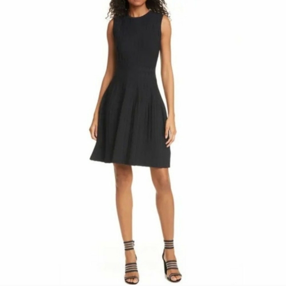 NWOT TED BAKER SLEEVES KNIT MINI DRESS FIT&FLARE BLACK PLEATED BAILEEY SIZE 16 - Picture 9 of 14